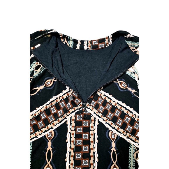 FREE PEOPLE Stella Mini Dress Black Multi Print Sz XS Long Sleeves Retro Boho - Picture 6 of 9
